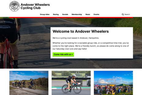 Andover Wheelers website screenshot